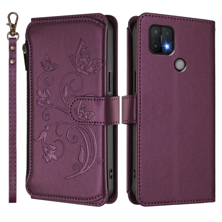 Butterfly Love Flower Multi-card Zipper Wallet Leather Phone Case, For OPPO A16e / A16k, For OPPO Find X5 Pro, For OPPO Find X5, For OPPO Reno7 5G Global / Find X5 Lite