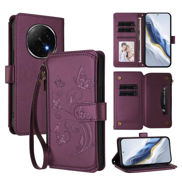 Butterfly Love Flower Multi-card Zipper Wallet Leather Phone Case, For OPPO A5x 5G / 4G Global, For OPPO A5 5G / A3 Pro 5G Global, For OPPO Reno14 Pro 5G, For OPPO Find X8s+ 5G, For OPPO Find X8s 5G, For OPPO Find X8 Ultra 5G                           ...