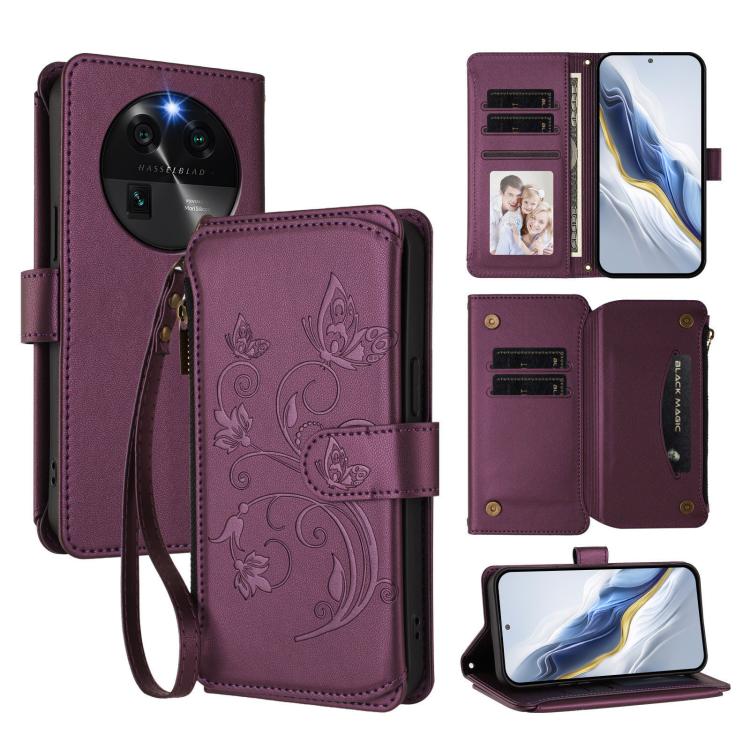 Butterfly Love Flower Multi-card Zipper Wallet Leather Phone Case, For OPPO Reno8 T 4G Global, For OPPO Find X6 Pro 5G, For OPPO Find X6 5G, For OPPO Reno8 T 5G Global /  A1 Pro 5G, For OPPO Reno8 4G / Reno7 4G Global, For OPPO A57 / A77 / A57s 4G Glob...