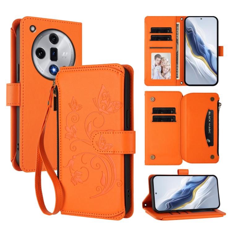 Butterfly Love Flower Multi-card Zipper Wallet Leather Phone Case, For OPPO Reno13 F 5G Global / 4G India, For OPPO A3x / A3 / A60 5G Global, For OPPO Find X8 5G, For OPPO A80 5G EU / K12x 5G Global, For OPPO Reno12 F 5G / 4G                           ...