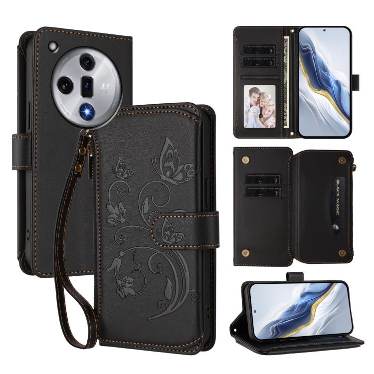 Butterfly Love Flower Multi-card Zipper Wallet Leather Phone Case, For OPPO Reno13 F 5G Global / 4G India, For OPPO A3x / A3 / A60 5G Global, For OPPO Find X8 5G, For OPPO A80 5G EU / K12x 5G Global, For OPPO Reno12 F 5G / 4G                           ...