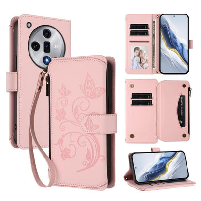 Butterfly Love Flower Multi-card Zipper Wallet Leather Phone Case, For OPPO Reno13 F 5G Global / 4G India, For OPPO A3x / A3 / A60 5G Global, For OPPO Find X8 5G, For OPPO A80 5G EU / K12x 5G Global, For OPPO Reno12 F 5G / 4G                           ...