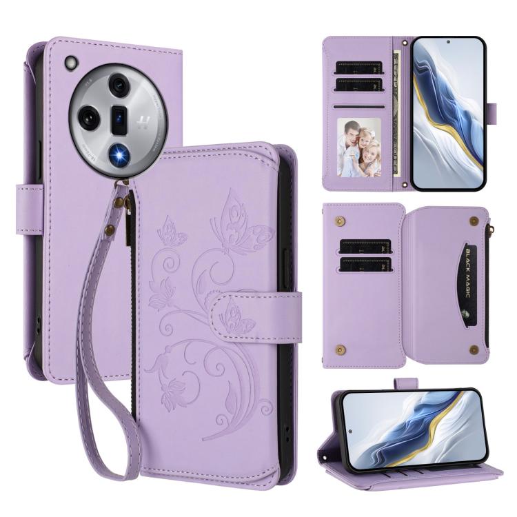 Butterfly Love Flower Multi-card Zipper Wallet Leather Phone Case, For OPPO Reno13 F 5G Global / 4G India, For OPPO A3x / A3 / A60 5G Global, For OPPO Find X8 5G, For OPPO A80 5G EU / K12x 5G Global, For OPPO Reno12 F 5G / 4G                           ...