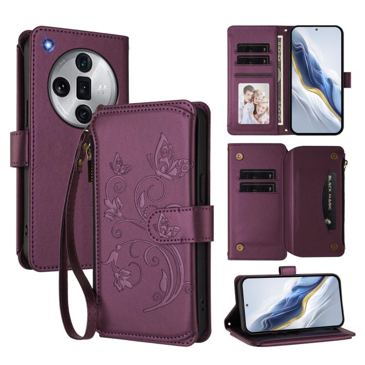 Butterfly Love Flower Multi-card Zipper Wallet Leather Phone Case, For OPPO Reno11 5G Global, For OPPO Reno11 Pro 5G Global, For OPPO Find X7 Ultra, For OPPO A18 4G Global / A38 4G, For OPPO Reno9 A, For OPPO A58 4G Global                              ...