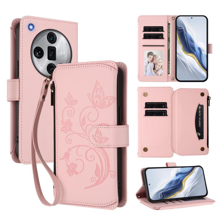 Butterfly Love Flower Multi-card Zipper Wallet Leather Phone Case, For OPPO Reno11 5G Global, For OPPO Reno11 Pro 5G Global, For OPPO Find X7 Ultra, For OPPO A18 4G Global / A38 4G, For OPPO Reno9 A, For OPPO A58 4G Global                              ...