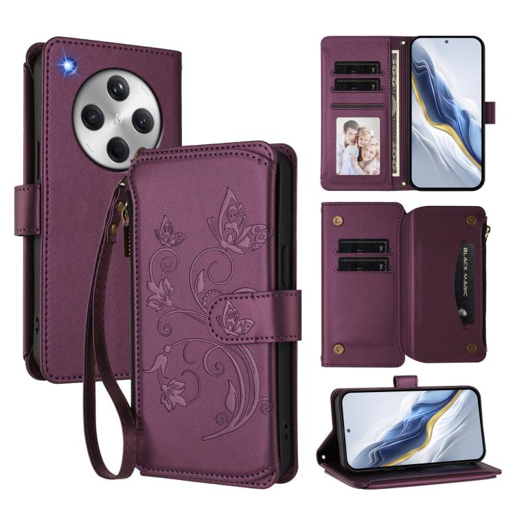 Butterfly Love Flower Multi-card Zipper Wallet Leather Phone Case, For OPPO Reno13 F 5G Global / 4G India, For OPPO A3x / A3 / A60 5G Global, For OPPO Find X8 5G, For OPPO A80 5G EU / K12x 5G Global, For OPPO Reno12 F 5G / 4G                           ...