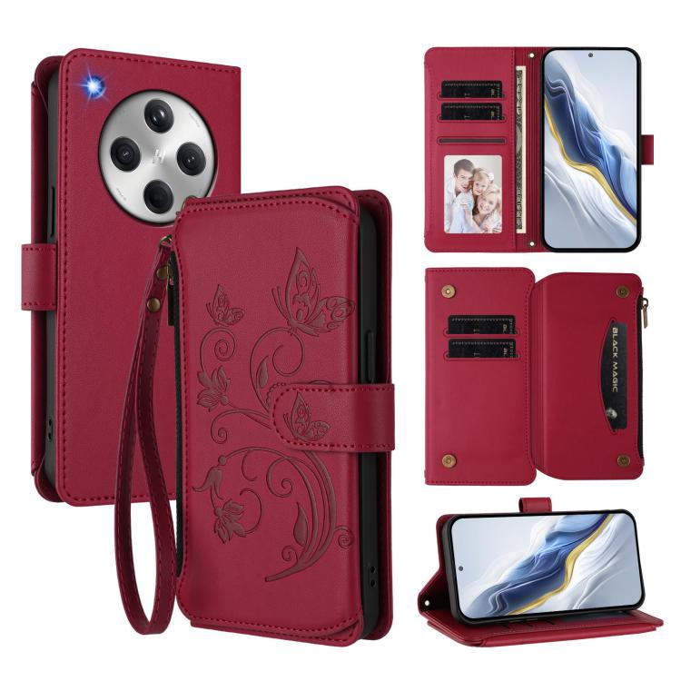 Butterfly Love Flower Multi-card Zipper Wallet Leather Phone Case, For OPPO Reno13 F 5G Global / 4G India, For OPPO A3x / A3 / A60 5G Global, For OPPO Find X8 5G, For OPPO A80 5G EU / K12x 5G Global, For OPPO Reno12 F 5G / 4G                           ...