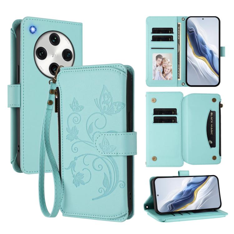 Butterfly Love Flower Multi-card Zipper Wallet Leather Phone Case, For OPPO Reno11 5G Global, For OPPO Reno11 Pro 5G Global, For OPPO Find X7 Ultra, For OPPO A18 4G Global / A38 4G, For OPPO Reno9 A, For OPPO A58 4G Global                              ...