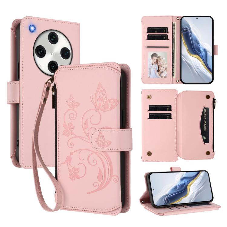 Butterfly Love Flower Multi-card Zipper Wallet Leather Phone Case, For OPPO Reno11 5G Global, For OPPO Reno11 Pro 5G Global, For OPPO Find X7 Ultra, For OPPO A18 4G Global / A38 4G, For OPPO Reno9 A, For OPPO A58 4G Global                              ...