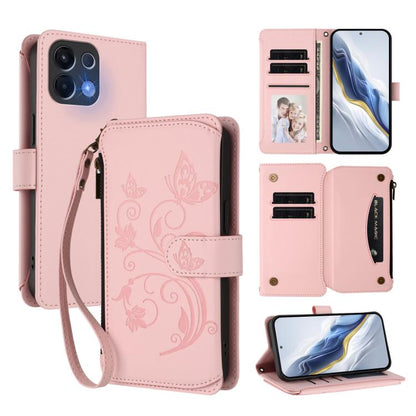 Butterfly Love Flower Multi-card Zipper Wallet Leather Phone Case, For OPPO Reno16 F 5G / FS 5G, For OPPO Reno16 Pro 5G Global, For OPPO Find X9s Pro 5G, For OPPO Find X9 Ultra, For OPPO Find X9, For OPPO A6 GT 5G, For OPPO Find X9 Pro, For OPPO K13 In...