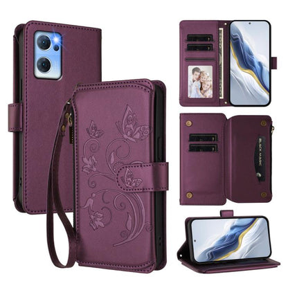 Butterfly Love Flower Multi-card Zipper Wallet Leather Phone Case, For OPPO A16e / A16k, For OPPO Find X5 Pro, For OPPO Find X5, For OPPO Reno7 5G Global / Find X5 Lite