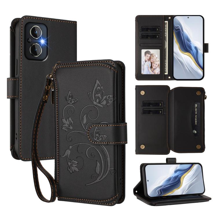 Butterfly Love Flower Multi-card Zipper Wallet Leather Phone Case, For OPPO Reno8 T 4G Global, For OPPO Find X6 Pro 5G, For OPPO Find X6 5G, For OPPO Reno8 T 5G Global /  A1 Pro 5G, For OPPO Reno8 4G / Reno7 4G Global, For OPPO A57 / A77 / A57s 4G Glob...
