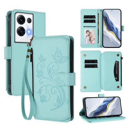 Butterfly Love Flower Multi-card Zipper Wallet Leather Phone Case, For OPPO Reno8 T 4G Global, For OPPO Find X6 Pro 5G, For OPPO Find X6 5G, For OPPO Reno8 T 5G Global /  A1 Pro 5G, For OPPO Reno8 4G / Reno7 4G Global, For OPPO A57 / A77 / A57s 4G Glob...