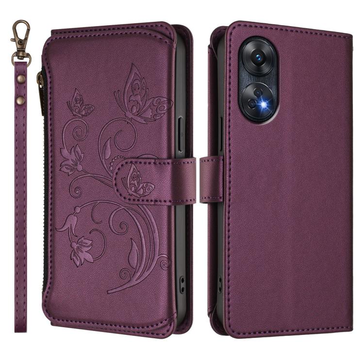 Butterfly Love Flower Multi-card Zipper Wallet Leather Phone Case, For OPPO Reno8 T 4G Global, For OPPO Find X6 Pro 5G, For OPPO Find X6 5G, For OPPO Reno8 T 5G Global /  A1 Pro 5G, For OPPO Reno8 4G / Reno7 4G Global, For OPPO A57 / A77 / A57s 4G Glob...