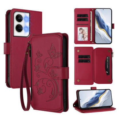 Butterfly Love Flower Multi-card Zipper Wallet Leather Phone Case, For OPPO Reno8 T 4G Global, For OPPO Find X6 Pro 5G, For OPPO Find X6 5G, For OPPO Reno8 T 5G Global /  A1 Pro 5G, For OPPO Reno8 4G / Reno7 4G Global, For OPPO A57 / A77 / A57s 4G Glob...