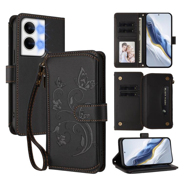 Butterfly Love Flower Multi-card Zipper Wallet Leather Phone Case, For OPPO Reno8 T 4G Global, For OPPO Find X6 Pro 5G, For OPPO Find X6 5G, For OPPO Reno8 T 5G Global /  A1 Pro 5G, For OPPO Reno8 4G / Reno7 4G Global, For OPPO A57 / A77 / A57s 4G Glob...