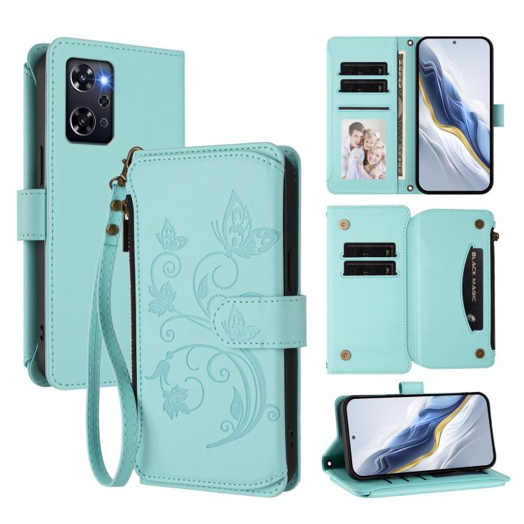 Butterfly Love Flower Multi-card Zipper Wallet Leather Phone Case, For OPPO Reno11 5G Global, For OPPO Reno11 Pro 5G Global, For OPPO Find X7 Ultra, For OPPO A18 4G Global / A38 4G, For OPPO Reno9 A, For OPPO A58 4G Global                              ...