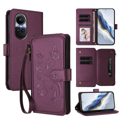 Butterfly Love Flower Multi-card Zipper Wallet Leather Phone Case, For OPPO Reno11 5G Global, For OPPO Reno11 Pro 5G Global, For OPPO Find X7 Ultra, For OPPO A18 4G Global / A38 4G, For OPPO Reno9 A, For OPPO A58 4G Global                              ...