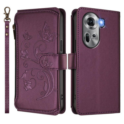 Butterfly Love Flower Multi-card Zipper Wallet Leather Phone Case, For OPPO Reno11 5G Global, For OPPO Reno11 Pro 5G Global, For OPPO Find X7 Ultra, For OPPO A18 4G Global / A38 4G, For OPPO Reno9 A, For OPPO A58 4G Global                              ...