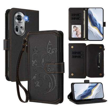Butterfly Love Flower Multi-card Zipper Wallet Leather Phone Case, For OPPO Reno11 5G Global, For OPPO Reno11 Pro 5G Global, For OPPO Find X7 Ultra, For OPPO A18 4G Global / A38 4G, For OPPO Reno9 A, For OPPO A58 4G Global                              ...