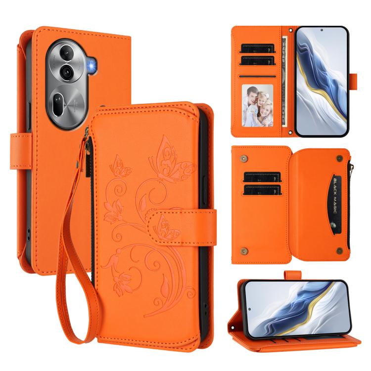Butterfly Love Flower Multi-card Zipper Wallet Leather Phone Case, For OPPO Reno11 5G Global, For OPPO Reno11 Pro 5G Global, For OPPO Find X7 Ultra, For OPPO A18 4G Global / A38 4G, For OPPO Reno9 A, For OPPO A58 4G Global                              ...