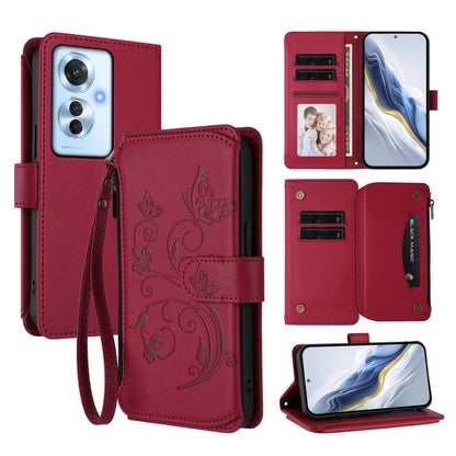 Butterfly Love Flower Multi-card Zipper Wallet Leather Phone Case, For OPPO Reno13 F 5G Global / 4G India, For OPPO A3x / A3 / A60 5G Global, For OPPO Find X8 5G, For OPPO A80 5G EU / K12x 5G Global, For OPPO Reno12 F 5G / 4G                           ...
