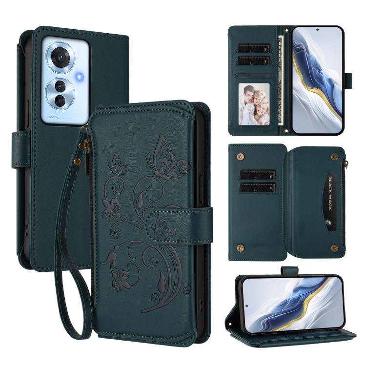 Butterfly Love Flower Multi-card Zipper Wallet Leather Phone Case, For OPPO Reno13 F 5G Global / 4G India, For OPPO A3x / A3 / A60 5G Global, For OPPO Find X8 5G, For OPPO A80 5G EU / K12x 5G Global, For OPPO Reno12 F 5G / 4G                           ...