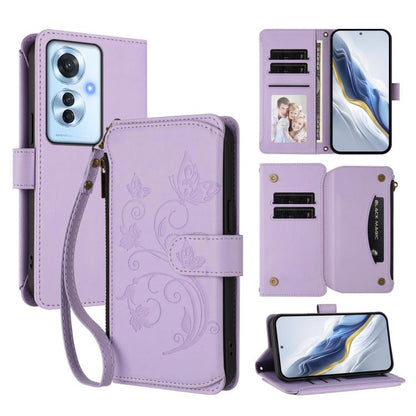 Butterfly Love Flower Multi-card Zipper Wallet Leather Phone Case, For OPPO Reno13 F 5G Global / 4G India, For OPPO A3x / A3 / A60 5G Global, For OPPO Find X8 5G, For OPPO A80 5G EU / K12x 5G Global, For OPPO Reno12 F 5G / 4G                           ...