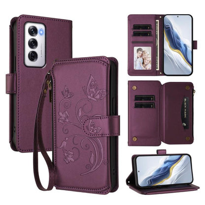 Butterfly Love Flower Multi-card Zipper Wallet Leather Phone Case, For OPPO Reno13 F 5G Global / 4G India, For OPPO A3x / A3 / A60 5G Global, For OPPO Find X8 5G, For OPPO A80 5G EU / K12x 5G Global, For OPPO Reno12 F 5G / 4G                           ...