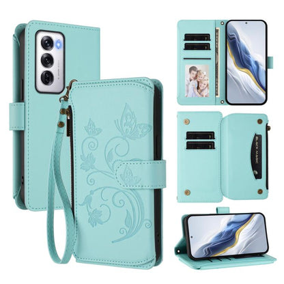 Butterfly Love Flower Multi-card Zipper Wallet Leather Phone Case, For OPPO Reno13 F 5G Global / 4G India, For OPPO A3x / A3 / A60 5G Global, For OPPO Find X8 5G, For OPPO A80 5G EU / K12x 5G Global, For OPPO Reno12 F 5G / 4G                           ...