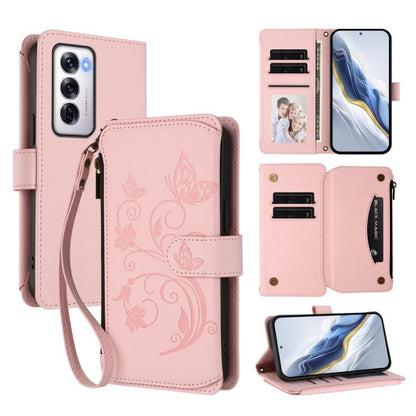 Butterfly Love Flower Multi-card Zipper Wallet Leather Phone Case, For OPPO Reno13 F 5G Global / 4G India, For OPPO A3x / A3 / A60 5G Global, For OPPO Find X8 5G, For OPPO A80 5G EU / K12x 5G Global, For OPPO Reno12 F 5G / 4G                           ...