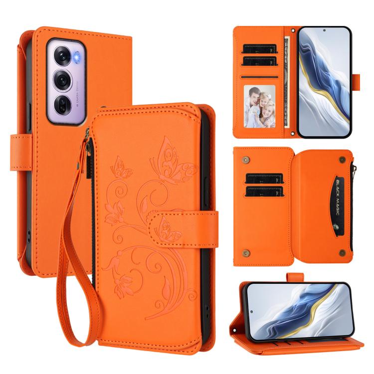 Butterfly Love Flower Multi-card Zipper Wallet Leather Phone Case, For OPPO Reno13 F 5G Global / 4G India, For OPPO A3x / A3 / A60 5G Global, For OPPO Find X8 5G, For OPPO A80 5G EU / K12x 5G Global, For OPPO Reno12 F 5G / 4G                           ...
