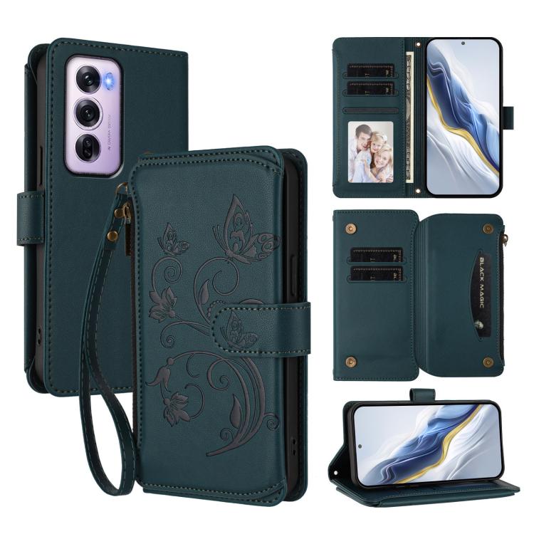 Butterfly Love Flower Multi-card Zipper Wallet Leather Phone Case, For OPPO Reno13 F 5G Global / 4G India, For OPPO A3x / A3 / A60 5G Global, For OPPO Find X8 5G, For OPPO A80 5G EU / K12x 5G Global, For OPPO Reno12 F 5G / 4G                           ...