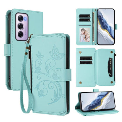Butterfly Love Flower Multi-card Zipper Wallet Leather Phone Case, For OPPO Reno13 F 5G Global / 4G India, For OPPO A3x / A3 / A60 5G Global, For OPPO Find X8 5G, For OPPO A80 5G EU / K12x 5G Global, For OPPO Reno12 F 5G / 4G                           ...