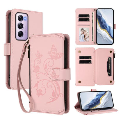 Butterfly Love Flower Multi-card Zipper Wallet Leather Phone Case, For OPPO Reno13 F 5G Global / 4G India, For OPPO A3x / A3 / A60 5G Global, For OPPO Find X8 5G, For OPPO A80 5G EU / K12x 5G Global, For OPPO Reno12 F 5G / 4G                           ...