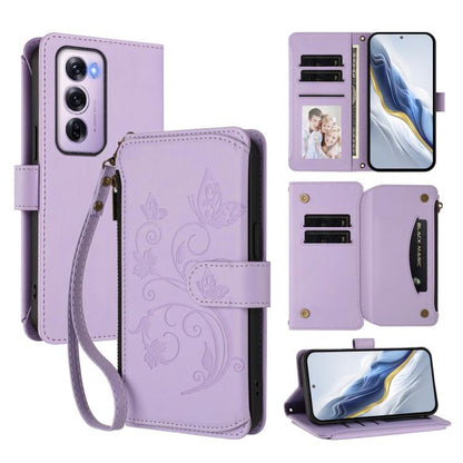 Butterfly Love Flower Multi-card Zipper Wallet Leather Phone Case, For OPPO Reno13 F 5G Global / 4G India, For OPPO A3x / A3 / A60 5G Global, For OPPO Find X8 5G, For OPPO A80 5G EU / K12x 5G Global, For OPPO Reno12 F 5G / 4G                           ...