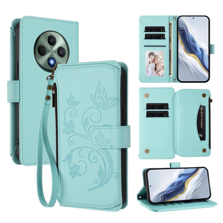 Butterfly Love Flower Multi-card Zipper Wallet Leather Phone Case, For OPPO Reno13 F 5G Global / 4G India, For OPPO A3x / A3 / A60 5G Global, For OPPO Find X8 5G, For OPPO A80 5G EU / K12x 5G Global, For OPPO Reno12 F 5G / 4G                           ...