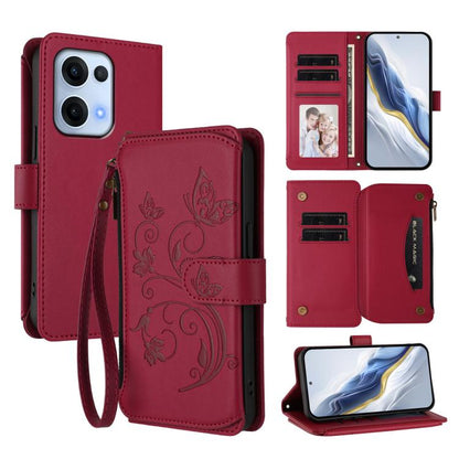 Butterfly Love Flower Multi-card Zipper Wallet Leather Phone Case, For OPPO A5x 5G / 4G Global, For OPPO A5 5G / A3 Pro 5G Global, For OPPO Reno14 Pro 5G, For OPPO Find X8s+ 5G, For OPPO Find X8s 5G, For OPPO Find X8 Ultra 5G                           ...