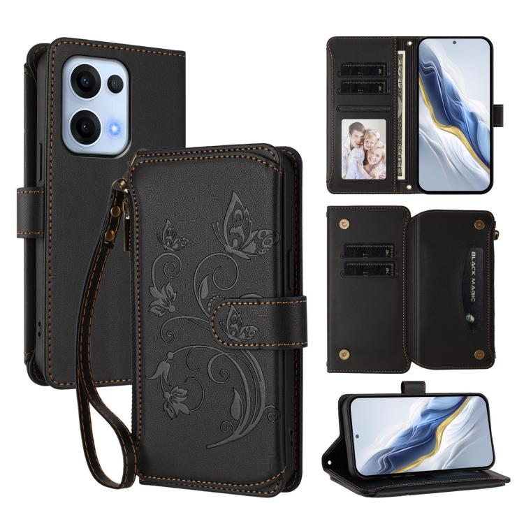 Butterfly Love Flower Multi-card Zipper Wallet Leather Phone Case, For OPPO A5x 5G / 4G Global, For OPPO A5 5G / A3 Pro 5G Global, For OPPO Reno14 Pro 5G, For OPPO Find X8s+ 5G, For OPPO Find X8s 5G, For OPPO Find X8 Ultra 5G                           ...