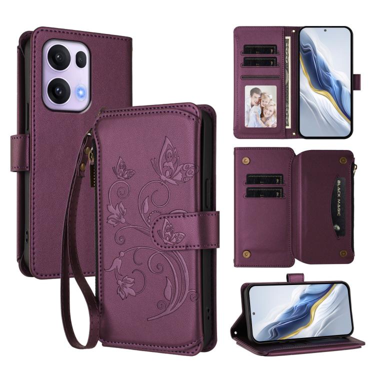 Butterfly Love Flower Multi-card Zipper Wallet Leather Phone Case, For OPPO A5x 5G / 4G Global, For OPPO A5 5G / A3 Pro 5G Global, For OPPO Reno14 Pro 5G, For OPPO Find X8s+ 5G, For OPPO Find X8s 5G, For OPPO Find X8 Ultra 5G                           ...