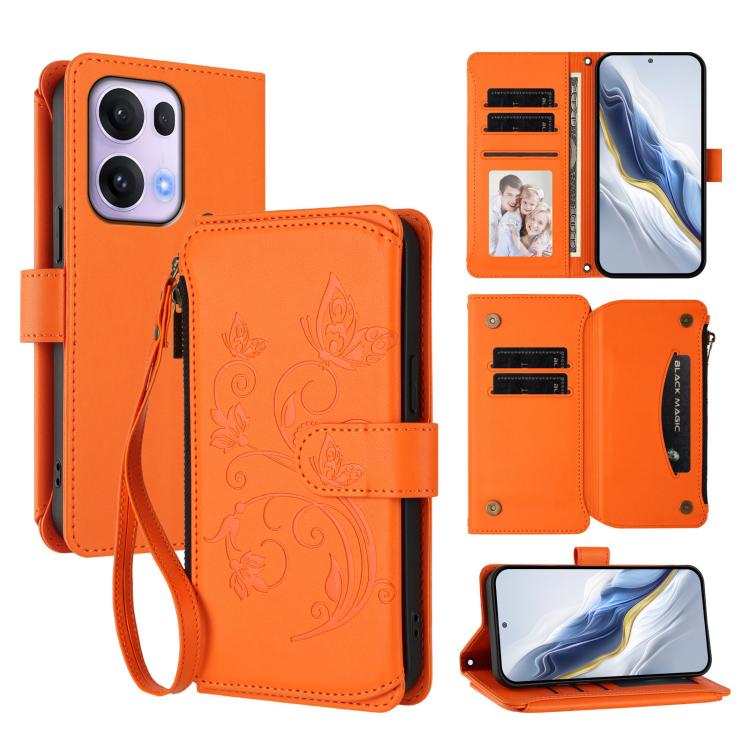 Butterfly Love Flower Multi-card Zipper Wallet Leather Phone Case, For OPPO A5x 5G / 4G Global, For OPPO A5 5G / A3 Pro 5G Global, For OPPO Reno14 Pro 5G, For OPPO Find X8s+ 5G, For OPPO Find X8s 5G, For OPPO Find X8 Ultra 5G                           ...