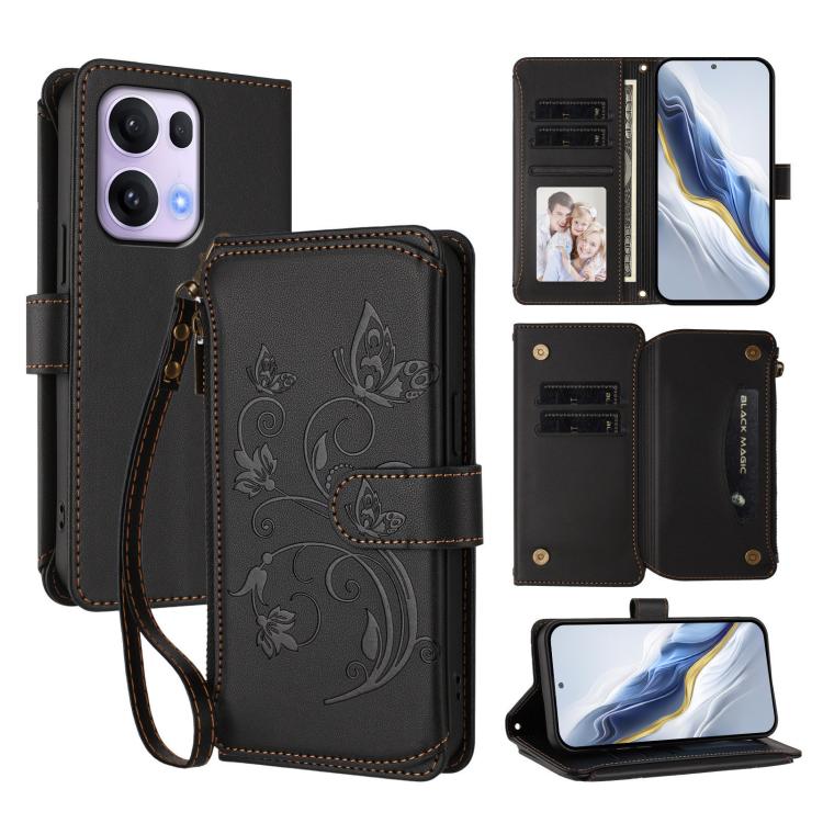 Butterfly Love Flower Multi-card Zipper Wallet Leather Phone Case, For OPPO A5x 5G / 4G Global, For OPPO A5 5G / A3 Pro 5G Global, For OPPO Reno14 Pro 5G, For OPPO Find X8s+ 5G, For OPPO Find X8s 5G, For OPPO Find X8 Ultra 5G                           ...