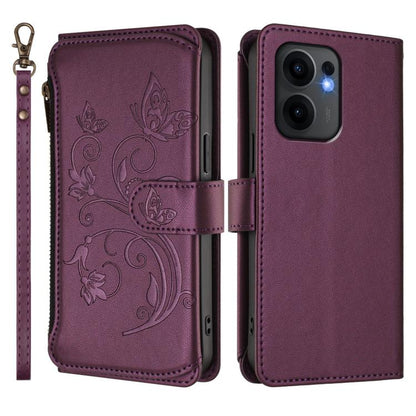 Butterfly Love Flower Multi-card Zipper Wallet Leather Phone Case, For OPPO Reno13 F 5G Global / 4G India, For OPPO A3x / A3 / A60 5G Global, For OPPO Find X8 5G, For OPPO A80 5G EU / K12x 5G Global, For OPPO Reno12 F 5G / 4G                           ...