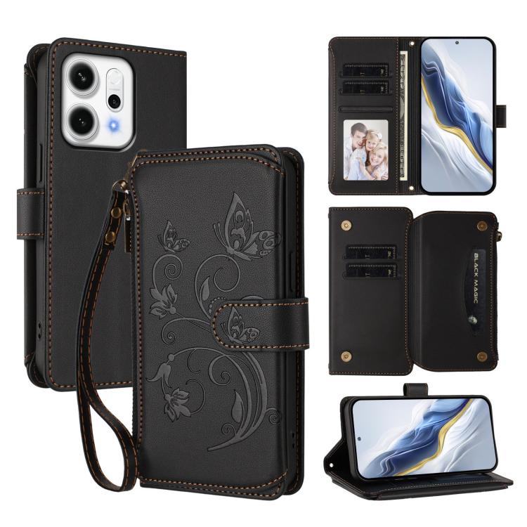Butterfly Love Flower Multi-card Zipper Wallet Leather Phone Case, For OPPO A5x 5G / 4G Global, For OPPO A5 5G / A3 Pro 5G Global, For OPPO Reno14 Pro 5G, For OPPO Find X8s+ 5G, For OPPO Find X8s 5G, For OPPO Find X8 Ultra 5G                           ...