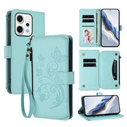 Butterfly Love Flower Multi-card Zipper Wallet Leather Phone Case, For OPPO Reno16 F 5G / FS 5G, For OPPO Reno16 Pro 5G Global, For OPPO Find X9s Pro 5G, For OPPO Find X9 Ultra, For OPPO Find X9, For OPPO A6 GT 5G, For OPPO Find X9 Pro, For OPPO K13 In...