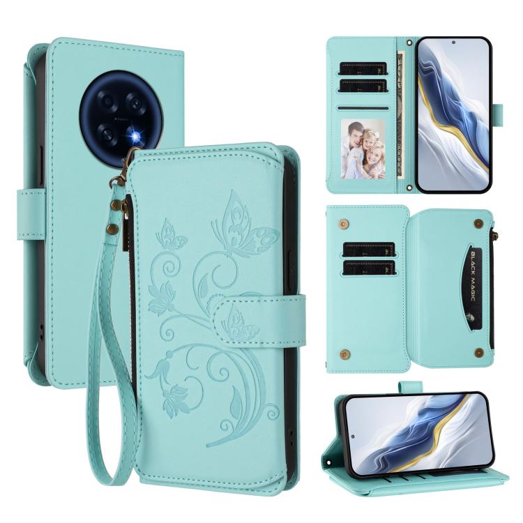 Butterfly Love Flower Multi-card Zipper Wallet Leather Phone Case, For OPPO Reno16 F 5G / FS 5G, For OPPO Reno16 Pro 5G Global, For OPPO Find X9s Pro 5G, For OPPO Find X9 Ultra, For OPPO Find X9, For OPPO A6 GT 5G, For OPPO Find X9 Pro, For OPPO K13 In...