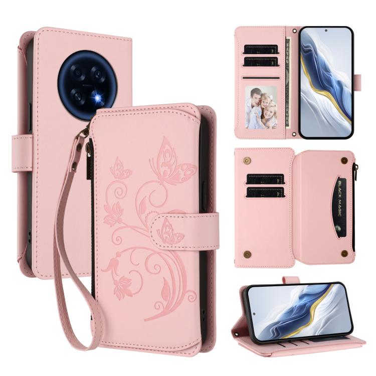 Butterfly Love Flower Multi-card Zipper Wallet Leather Phone Case, For OPPO Reno16 F 5G / FS 5G, For OPPO Reno16 Pro 5G Global, For OPPO Find X9s Pro 5G, For OPPO Find X9 Ultra, For OPPO Find X9, For OPPO A6 GT 5G, For OPPO Find X9 Pro, For OPPO K13 In...