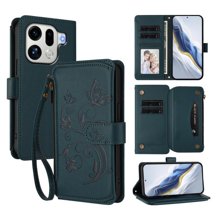 Butterfly Love Flower Multi-card Zipper Wallet Leather Phone Case, For OPPO Reno16 F 5G / FS 5G, For OPPO Reno16 Pro 5G Global, For OPPO Find X9s Pro 5G, For OPPO Find X9 Ultra, For OPPO Find X9, For OPPO A6 GT 5G, For OPPO Find X9 Pro, For OPPO K13 In...