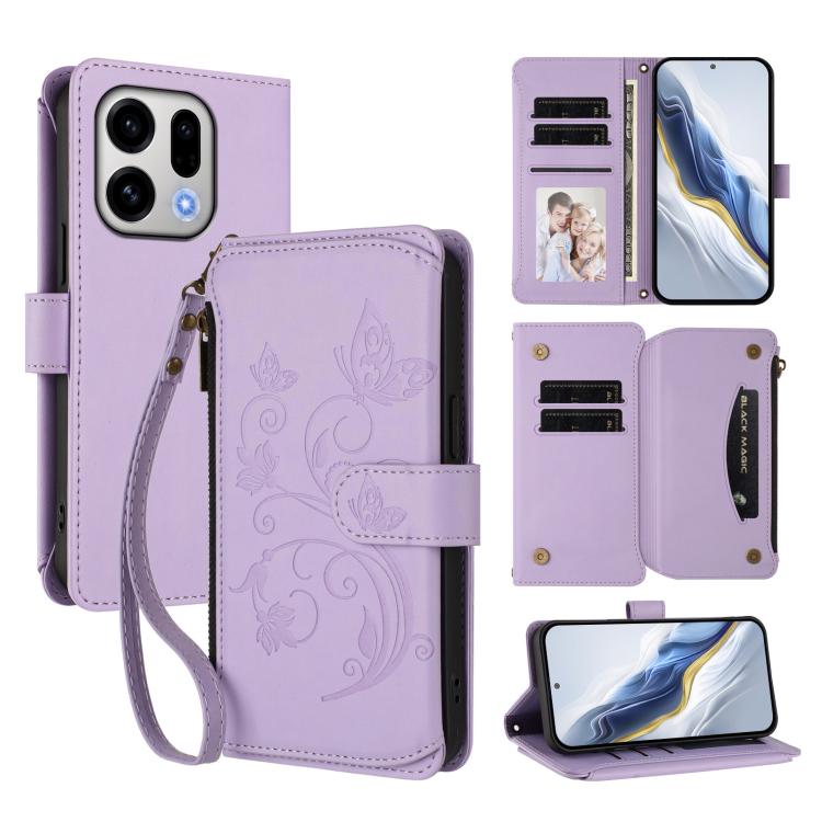 Butterfly Love Flower Multi-card Zipper Wallet Leather Phone Case, For OPPO Reno16 F 5G / FS 5G, For OPPO Reno16 Pro 5G Global, For OPPO Find X9s Pro 5G, For OPPO Find X9 Ultra, For OPPO Find X9, For OPPO A6 GT 5G, For OPPO Find X9 Pro, For OPPO K13 In...