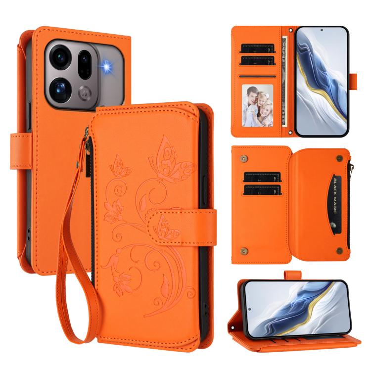Butterfly Love Flower Multi-card Zipper Wallet Leather Phone Case, For OPPO Reno16 F 5G / FS 5G, For OPPO Reno16 Pro 5G Global, For OPPO Find X9s Pro 5G, For OPPO Find X9 Ultra, For OPPO Find X9, For OPPO A6 GT 5G, For OPPO Find X9 Pro, For OPPO K13 In...